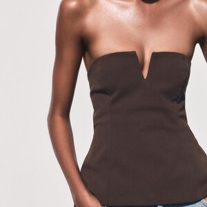 Zara Strapless V-Notch Dark Brown top